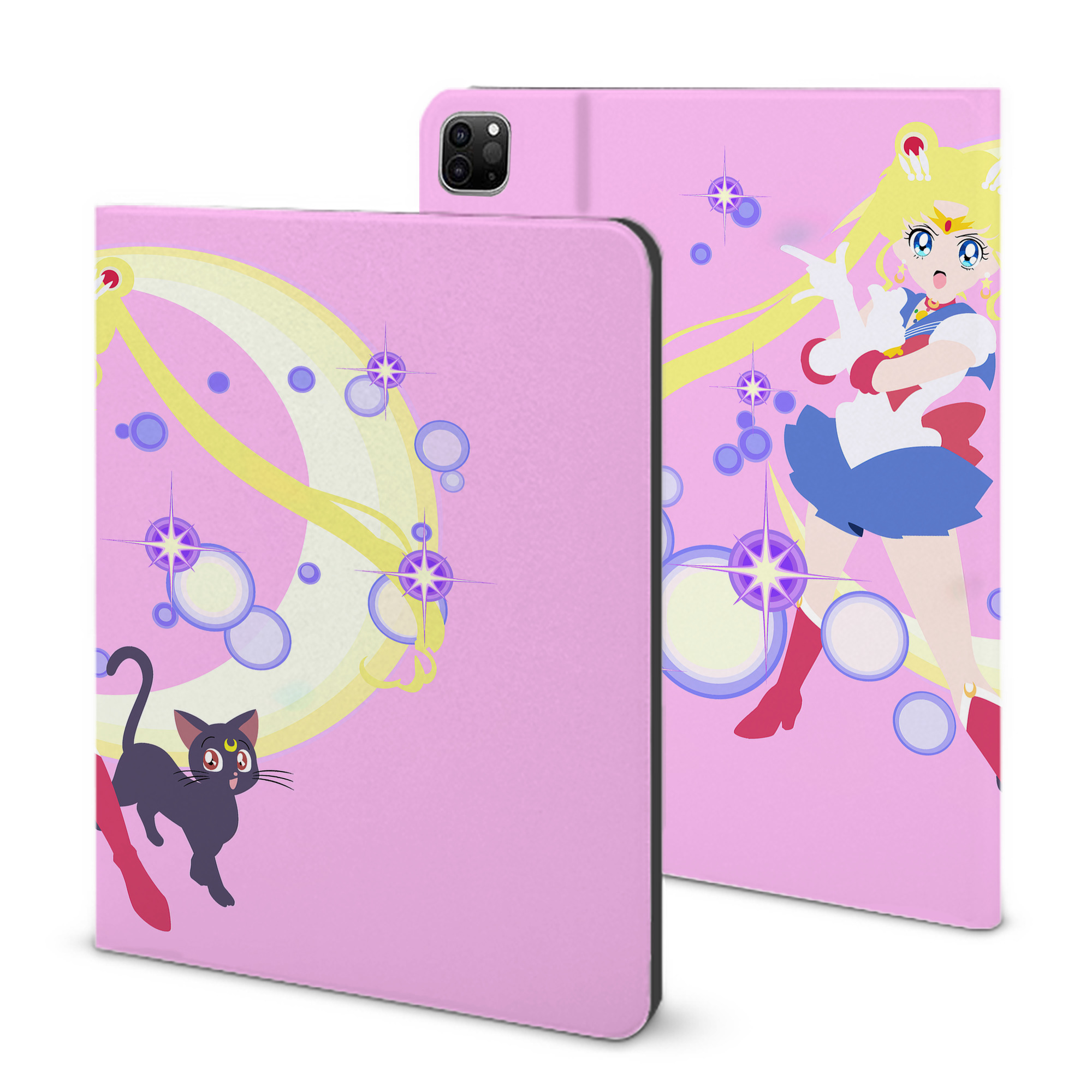 （画像用） 美少女戦士セーラームーン Sailor Moon IPad ケース ブック型 PUレザー TPU 耐衝撃 軽量 薄型 ペン収納なし 全面保護 IPad 各モデル対応